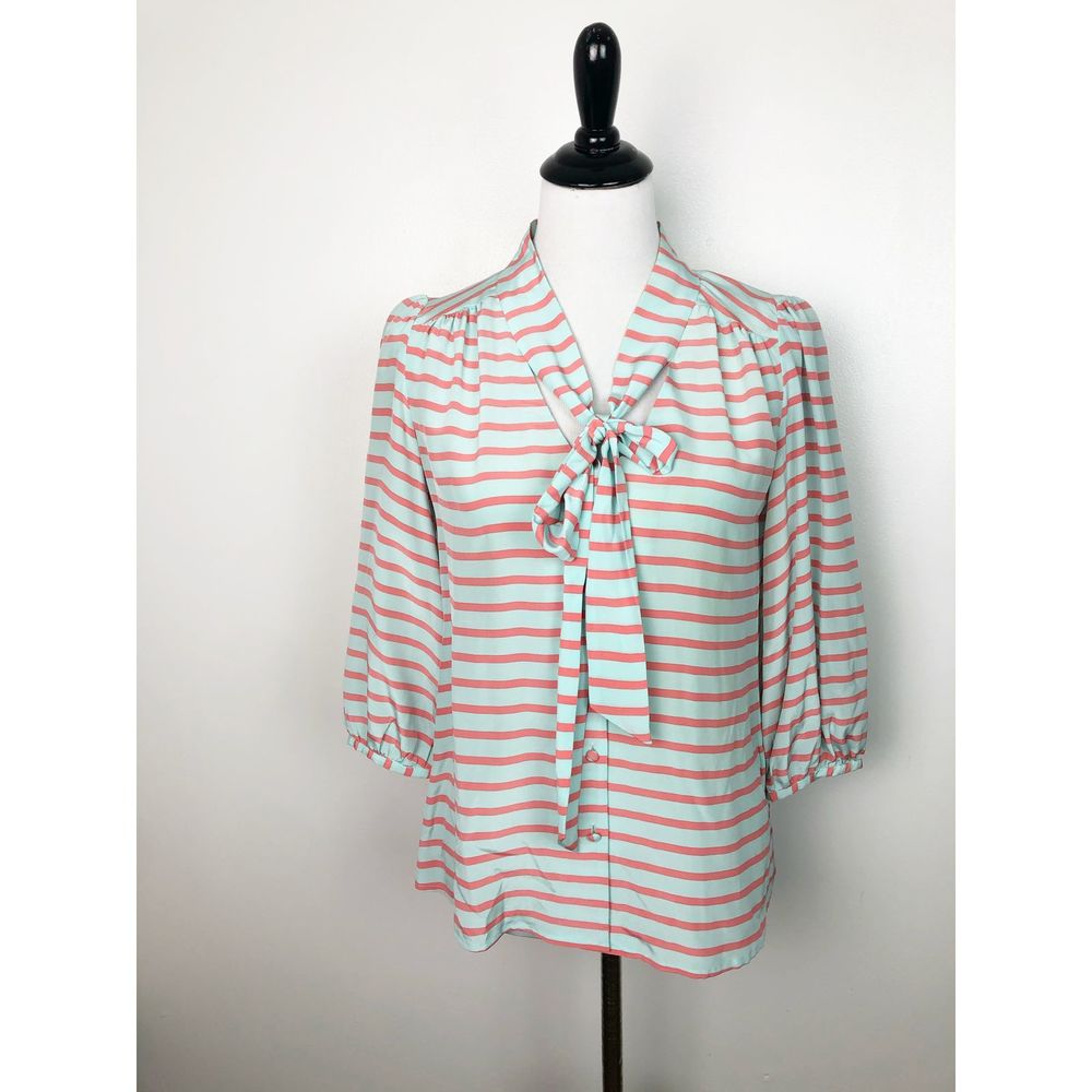 Annie Griffin Silk Polka Dot Bow Blouse XS